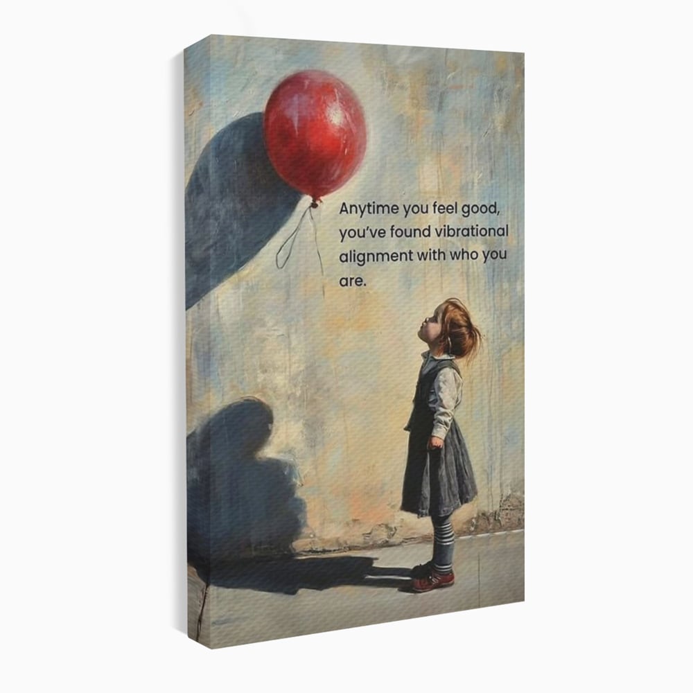 Tablou canvas cu tablou canvas cu fetita si balon rosu, fara rama, pe sasiu de lemn
